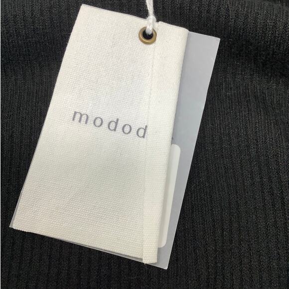 Mododoc Womens XL Black Ribbed Sweater Pullover Minimalist Quiet Luxury M34-3 - Picture 4 of 6